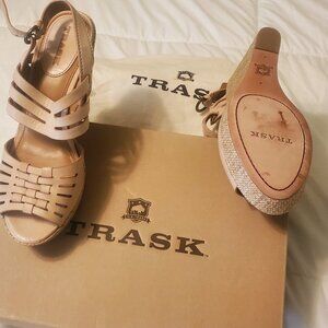 Anthropologie Trask Willow Bone Wedge Sandals